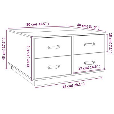 Sohvapöytä musta 80x80x45 cm täysi mänty