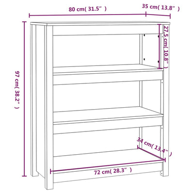 Kirjahylly 80x35x97 cm täysi mänty