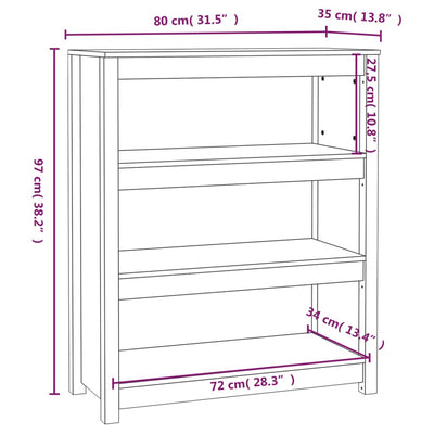 Kirjahylly harmaa 80x35x97 cm täysi mänty