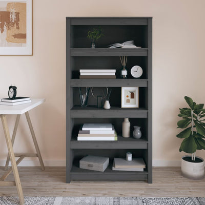 Kirjahylly harmaa 80x35x154 cm täysi mänty