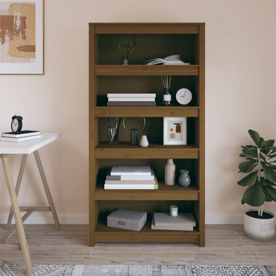 Kirjahylly hunajanruskea 80x35x154 cm täysi mänty