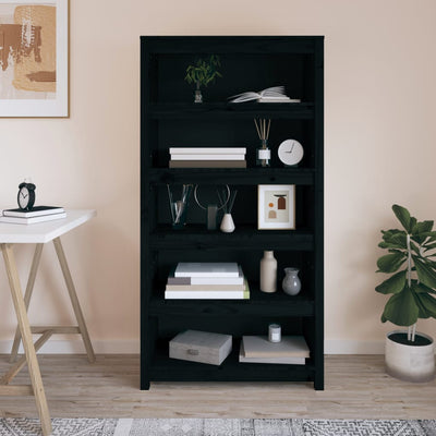 Kirjahylly musta 80x35x154 cm täysi mänty