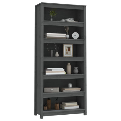 Kirjahylly harmaa 80x35x183 cm täysi mänty