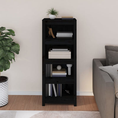 Kirjahylly musta 50x35x125,5 cm täysi mänty