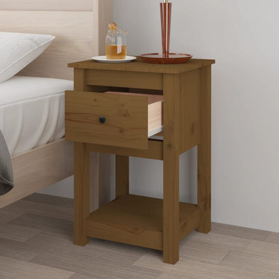 Yöpöydät 2 kpl hunajanruskea 40x35x61,5 cm täysi mänty