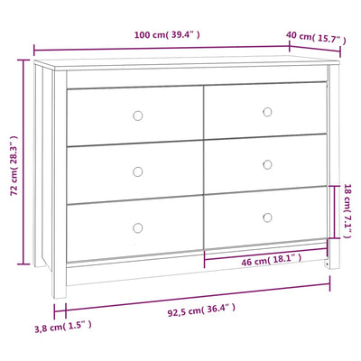 Senkki musta 100x40x72 cm täysi mänty