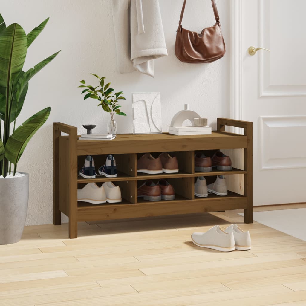 Hunajanruskea eteisen penkki Garofina 110x40x60cm (mänty)