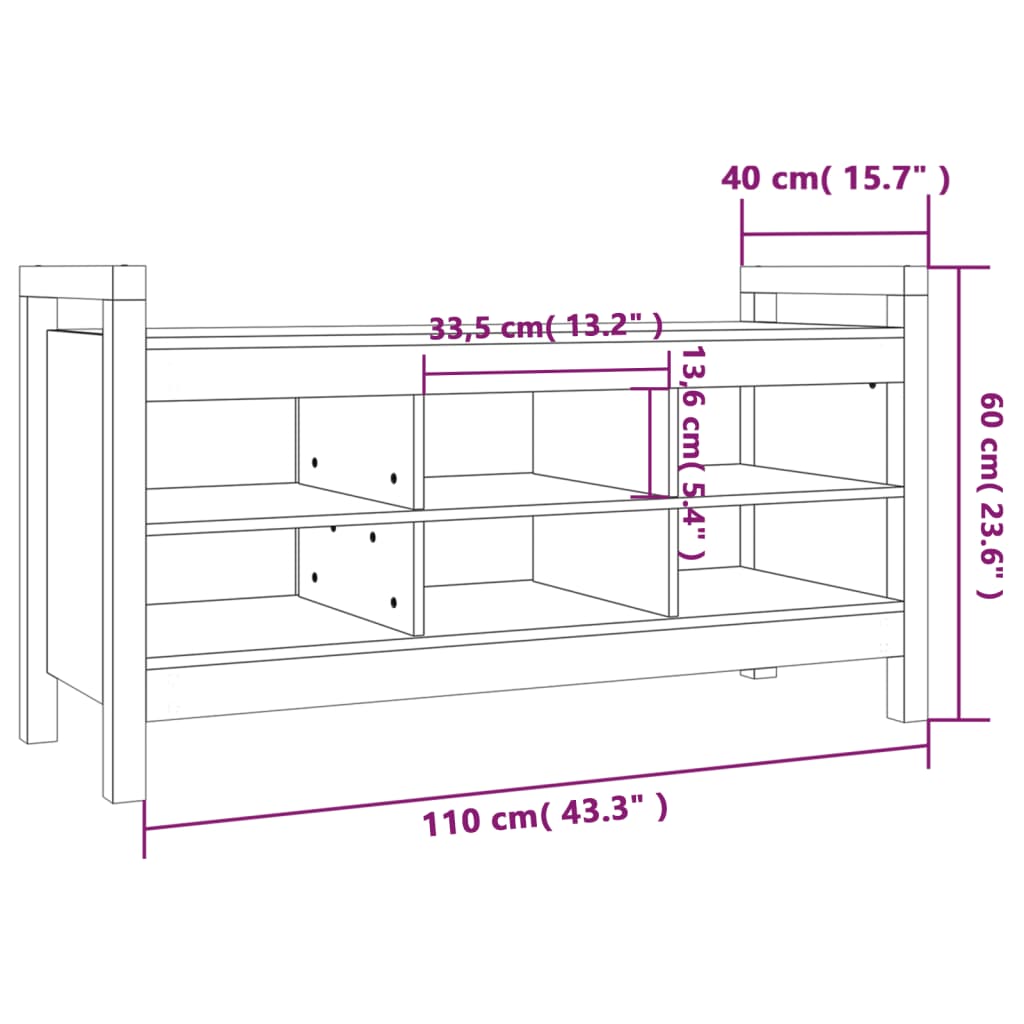 Hunajanruskea eteisen penkki Garofina 110x40x60cm (mänty)