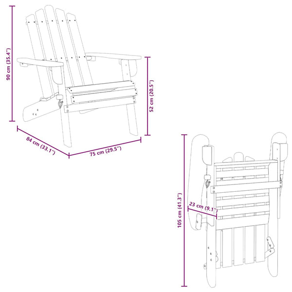 Puutarhan adirondack tuolit Luverne (2 kpl akasiapuu)