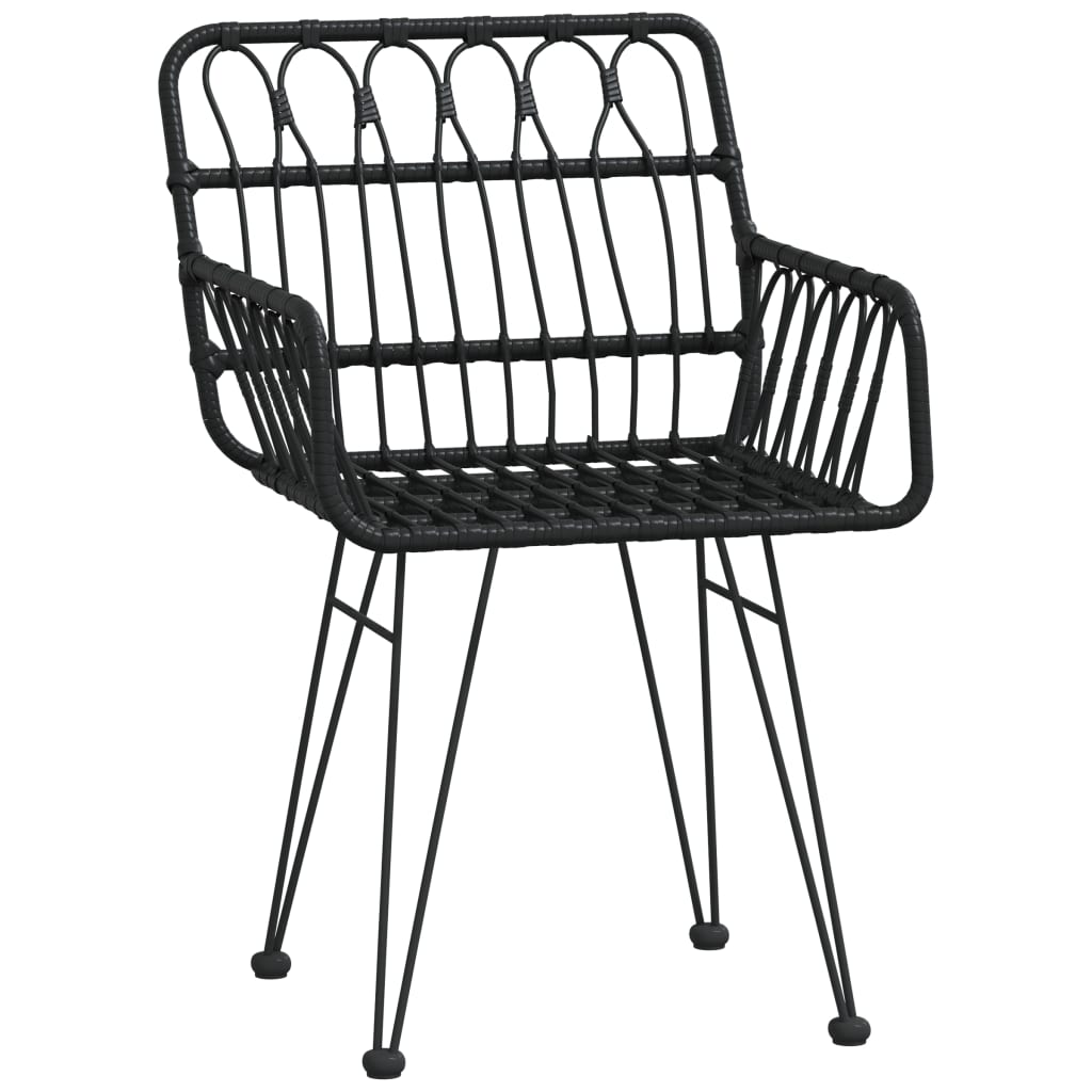 Musta puutarhatuolit käsinojilla Serafet 56x64x80cm (2 kpl pe rottinki)