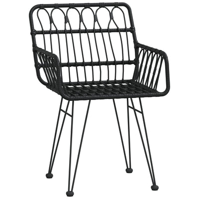 Puutarhatuolit käsinojilla 2 kpl musta 56x64x80 cm PE rottinki