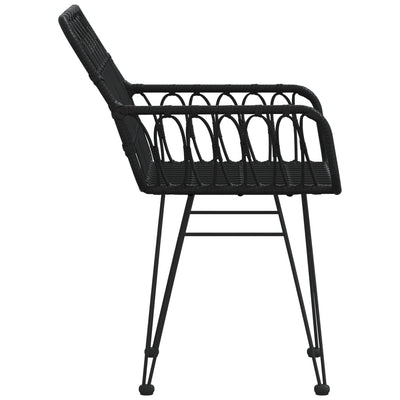 Puutarhatuolit käsinojilla 2 kpl musta 56x64x80 cm PE rottinki
