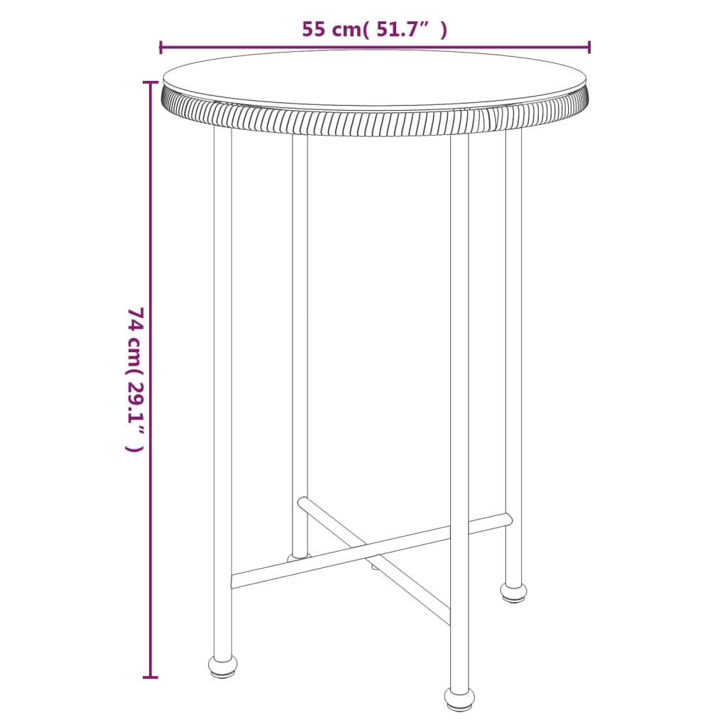 Ruokapöytä Odisea Ø55cm (karkaistu lasi ja teräs)