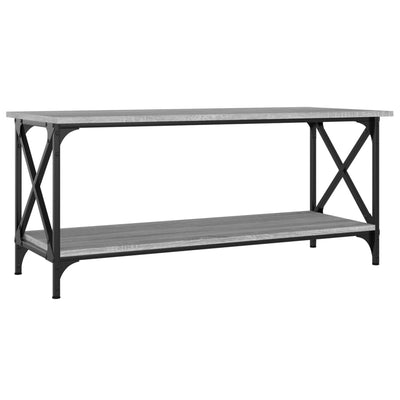 Sohvapöytä harmaa Sonoma 100x45x45 cm tekninen puu ja rauta