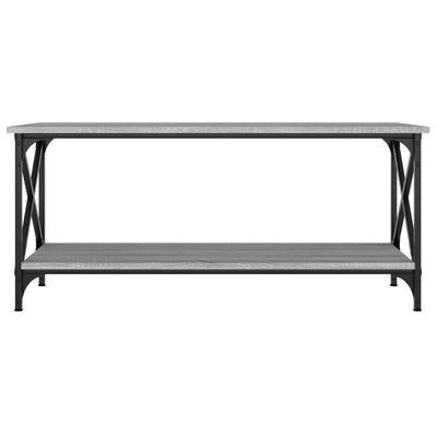 Sohvapöytä harmaa Sonoma 100x45x45 cm tekninen puu ja rauta