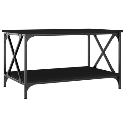 Sohvapöytä musta 80x50x45 cm tekninen puu ja rauta