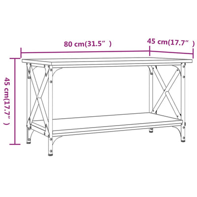 Sohvapöytä musta 80x45x45 cm tekninen puu ja rauta