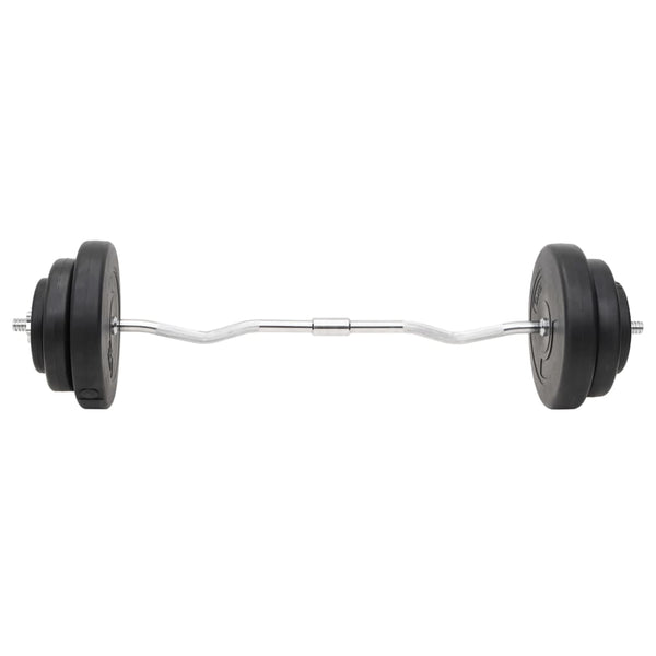 Levyillä varustettu 60 kg painonnostotanko ja käsipainosarja