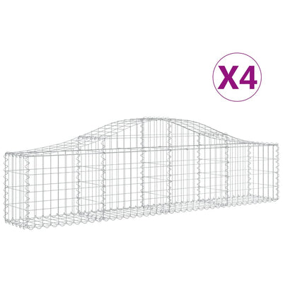 Kaarevat kivikorit 4 kpl 200x30x40/60 cm galvanoitu rauta