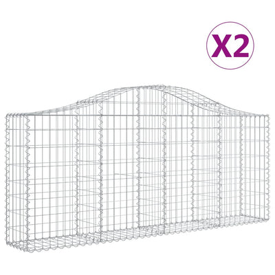 Kaarevat kivikorit 2 kpl 200x30x80/100 cm galvanoitu rauta
