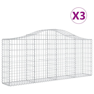 Kaarevat kivikorit 3 kpl 200x30x80/100 cm galvanoitu rauta