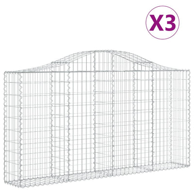 Kaarevat kivikorit 3 kpl 200x30x100/120 cm galvanoitu rauta