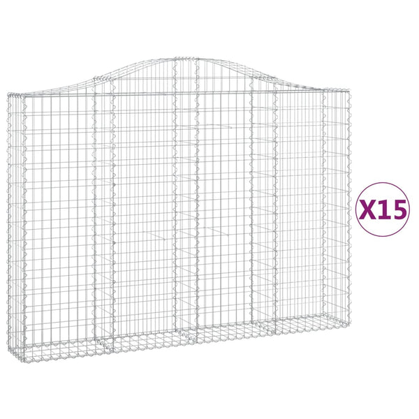 Kaarevat kivikorit 15 kpl 200x30x140/160 cm galvanoitu rauta