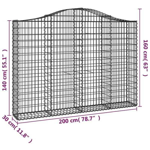 Kaarevat kivikorit 15 kpl 200x30x140/160 cm galvanoitu rauta