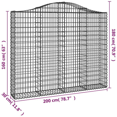 Kaarevat kivikorit 2 kpl 200x30x160/180 cm galvanoitu rauta