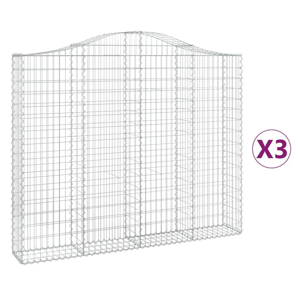 Kaarevat kivikorit 3 kpl 200x30x160/180 cm galvanoitu rauta