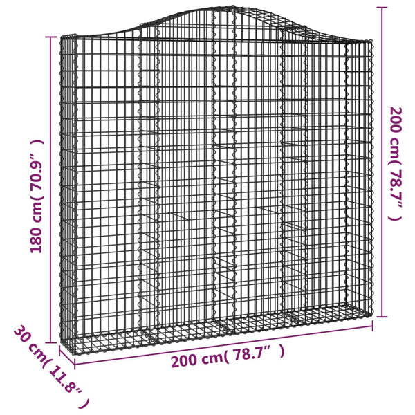 Kaarevat kivikorit 12 kpl 200x30x180/200 cm galvanoitu rauta