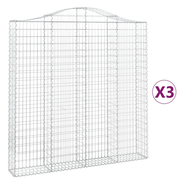 Kaarevat kivikorit 3 kpl 200x30x200/220 cm galvanoitu rauta