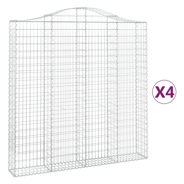Kaarevat kivikorit 4 kpl 200x30x200/220 cm galvanoitu rauta