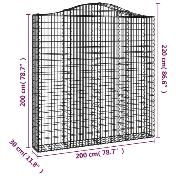 Kaarevat kivikorit 4 kpl 200x30x200/220 cm galvanoitu rauta
