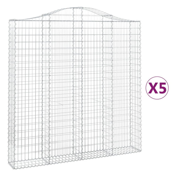Kaarevat kivikorit 5 kpl 200x30x200/220 cm galvanoitu rauta