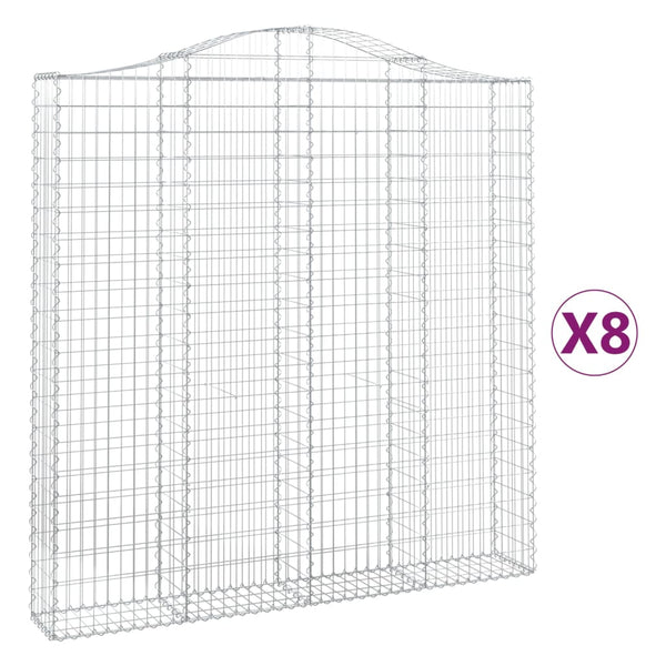 Kaarevat kivikorit 8 kpl 200x30x200/220 cm galvanoitu rauta