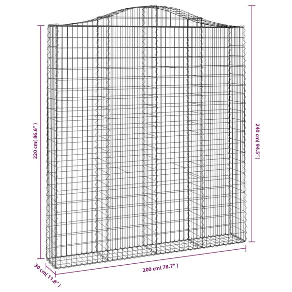 Kaarevat kivikorit 2 kpl 200x30x220/240 cm galvanoitu rauta