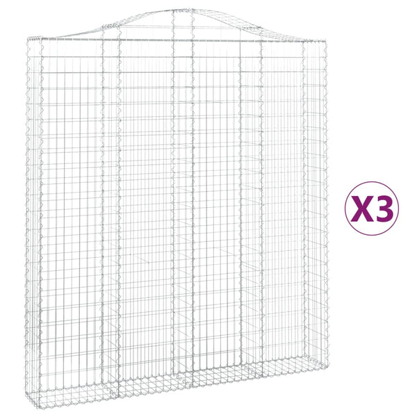 Kaarevat kivikorit 3 kpl 200x30x220/240 cm galvanoitu rauta