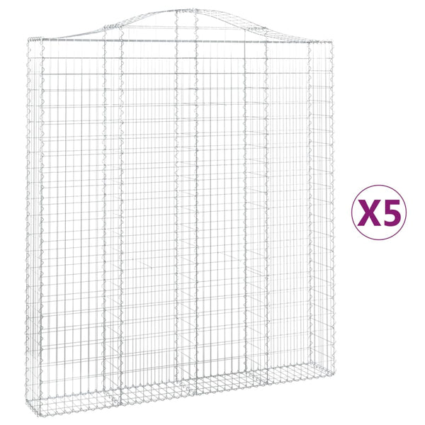 Kaarevat kivikorit 5 kpl 200x30x220/240 cm galvanoitu rauta