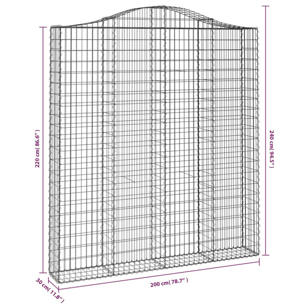 Kaarevat kivikorit 7 kpl 200x30x220/240 cm galvanoitu rauta