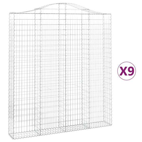 Kaarevat kivikorit 9 kpl 200x30x220/240 cm galvanoitu rauta