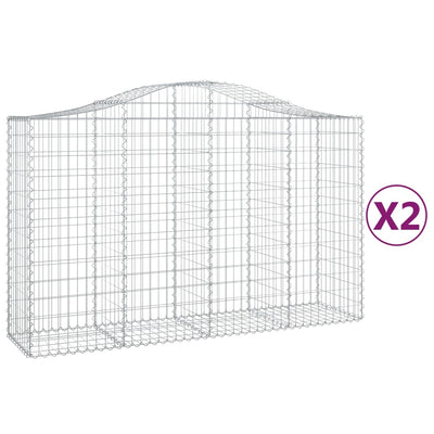 Kaarevat kivikorit 2 kpl 200x50x120/140 cm galvanoitu rauta