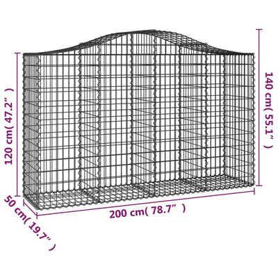 Kaarevat kivikorit 2 kpl 200x50x120/140 cm galvanoitu rauta