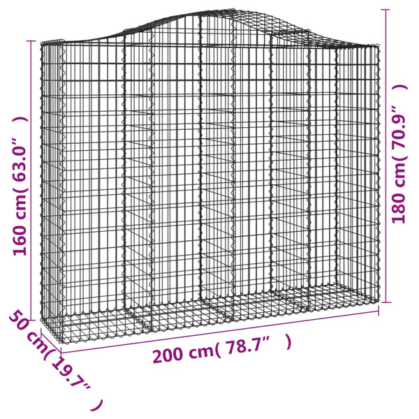Kaarevat kivikorit 20 kpl 200x50x160/180 cm galvanoitu rauta