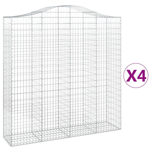 Kaarevat kivikorit 4 kpl 200x50x200/220 cm galvanoitu rauta