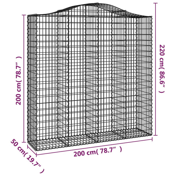 Kaarevat kivikorit 12 kpl 200x50x200/220 cm galvanoitu rauta
