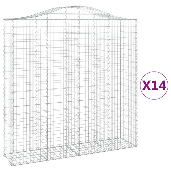 Kaarevat kivikorit 14 kpl 200x50x200/220 cm galvanoitu rauta