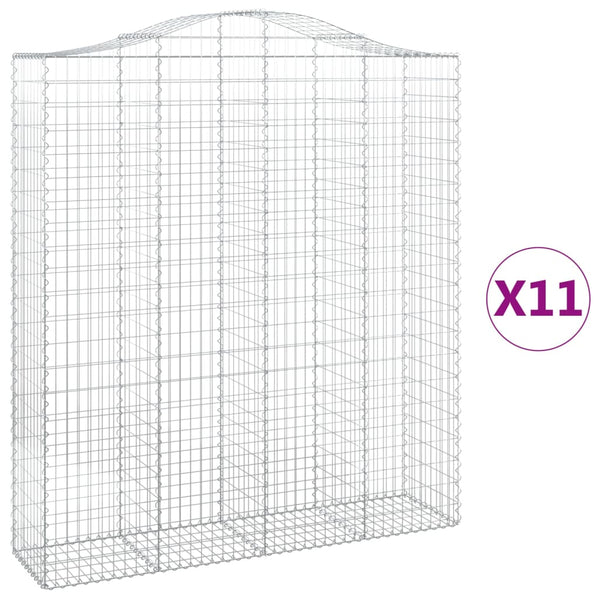 Kaarevat kivikorit 11 kpl 200x50x220/240 cm galvanoitu rauta