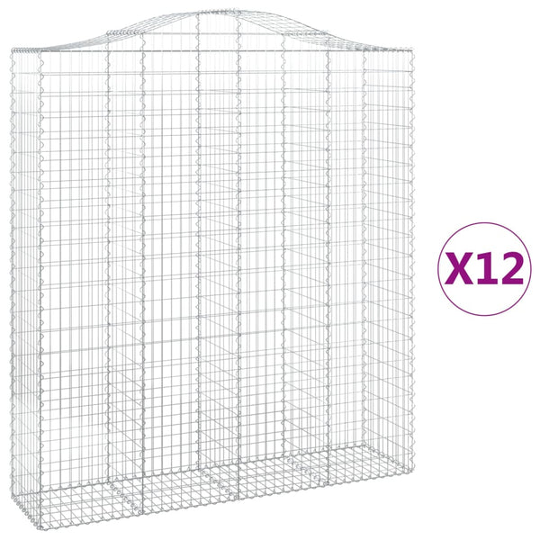 Kaarevat kivikorit 12 kpl 200x50x220/240 cm galvanoitu rauta