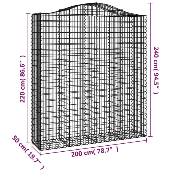 Kaarevat kivikorit 12 kpl 200x50x220/240 cm galvanoitu rauta